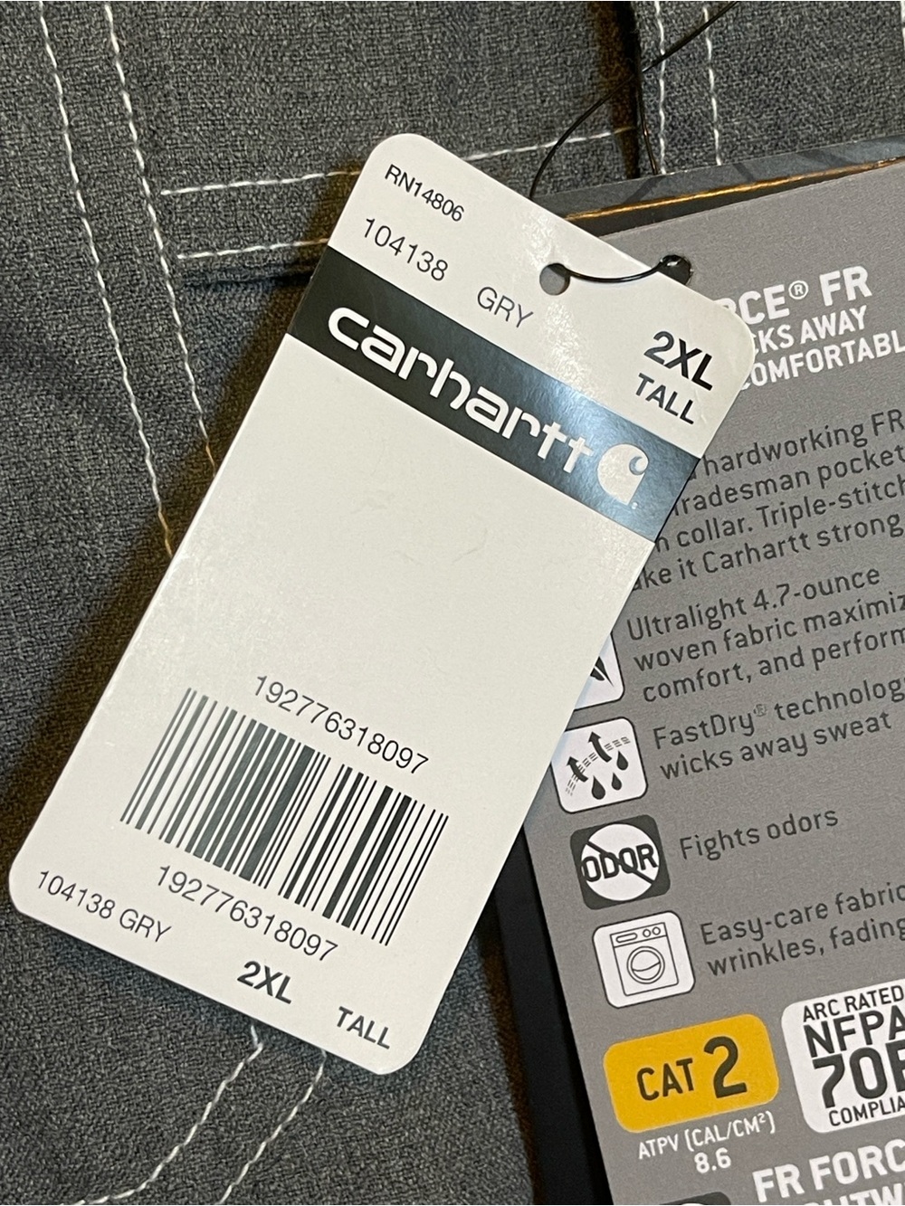 Carhartt Men’s Flame-Resistant Force Lightweight Long Sleeve Shirt — 2XL - Picture 9 of 13